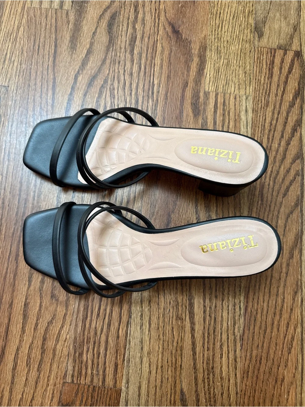 Black Strappy Slide Heels